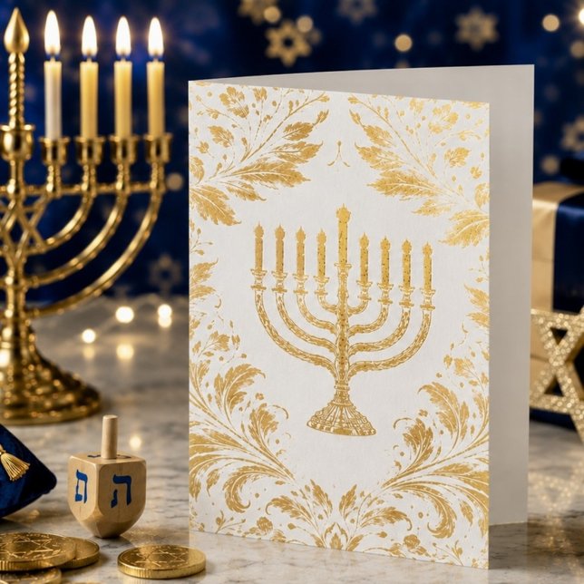 Carte Dorée Menorah de style William Morris complexe (Créateur téléchargé)