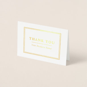 Carte Dorée Merci blanc et or minimaliste