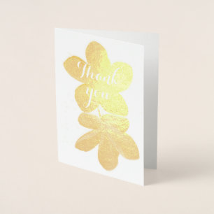 Carte Dorée Merci blanc floral simple
