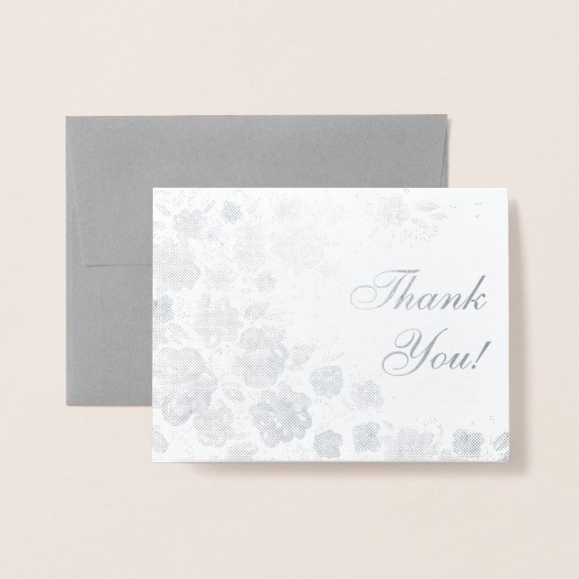 Carte Dorée Merci des fleurs d'argent (Devant avec enveloppe)