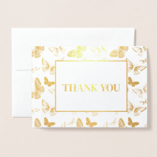 Carte Dorée Merci d'impression papillon