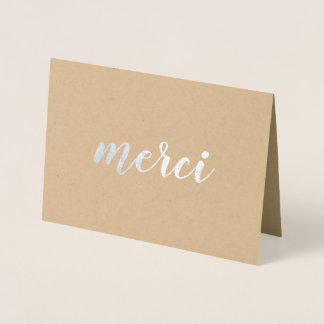 Carte Dorée Merci French Merci Brushstroke Script Argent