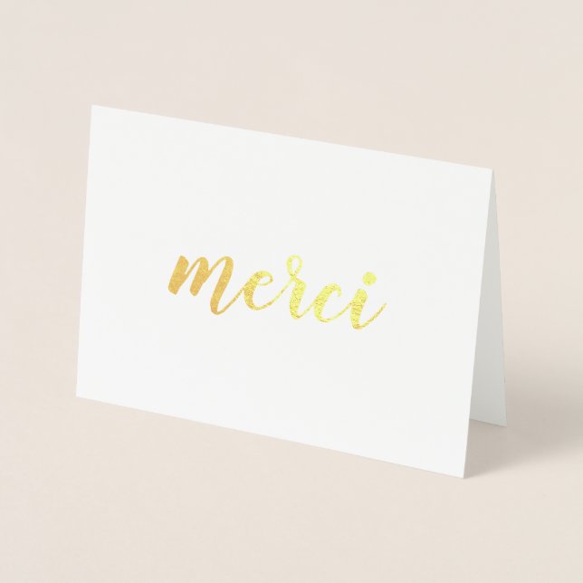 Carte Dorée Merci French Merci Brushstroke Script Gold (Devant)