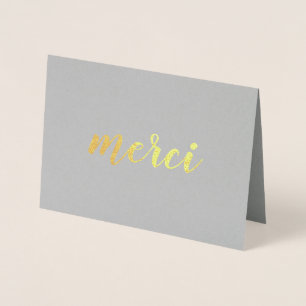 Carte Dorée Merci French Merci Brushstroke Script Gold