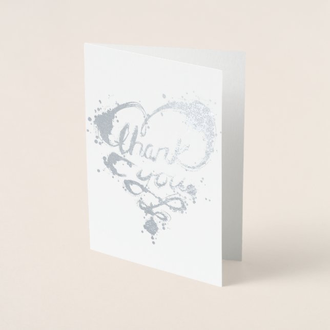 Carte Dorée merci les lumières de feuille d'argent (Devant)