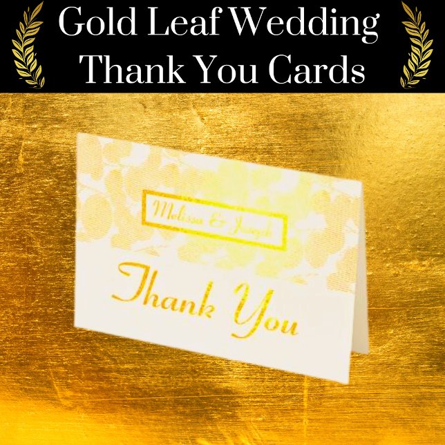 Carte Dorée Merci Mariage de feuillage de feuille d'or (Elegant Gold Leaf Wedding Thank You Cards)