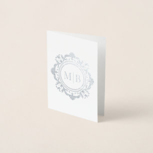 Carte Dorée Merci Mariage de monogramme floral orné