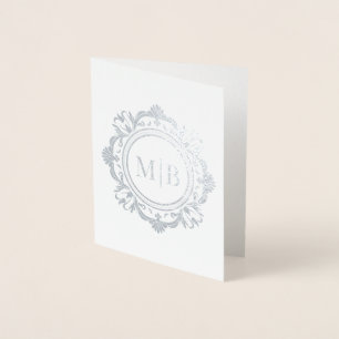 Carte Dorée Merci Mariage de monogramme floral orné