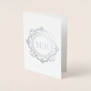 Carte Dorée Merci Mariage de monogramme floral orné