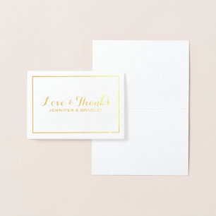 Carte Dorée Merci Mariage frontière simple Elegant Gold Foil