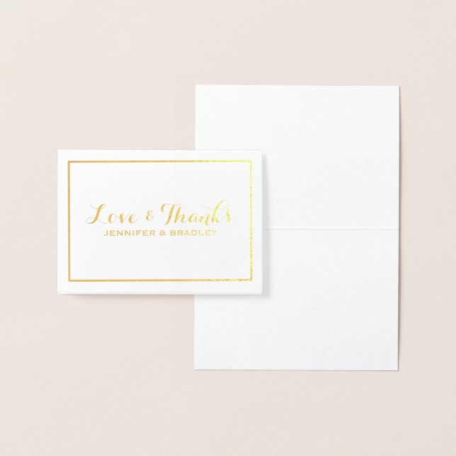 Carte Dorée Merci Mariage frontière simple Elegant Gold Foil (Affichage)