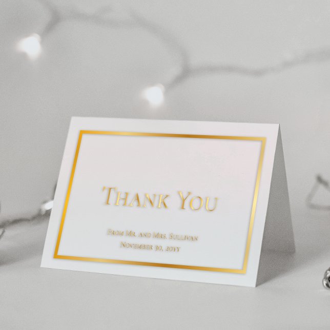 Carte Dorée Merci Mariage minimaliste simple et élégant (Simple Elegant Minimalist Wedding Thank You Gold Foil Folded Card)