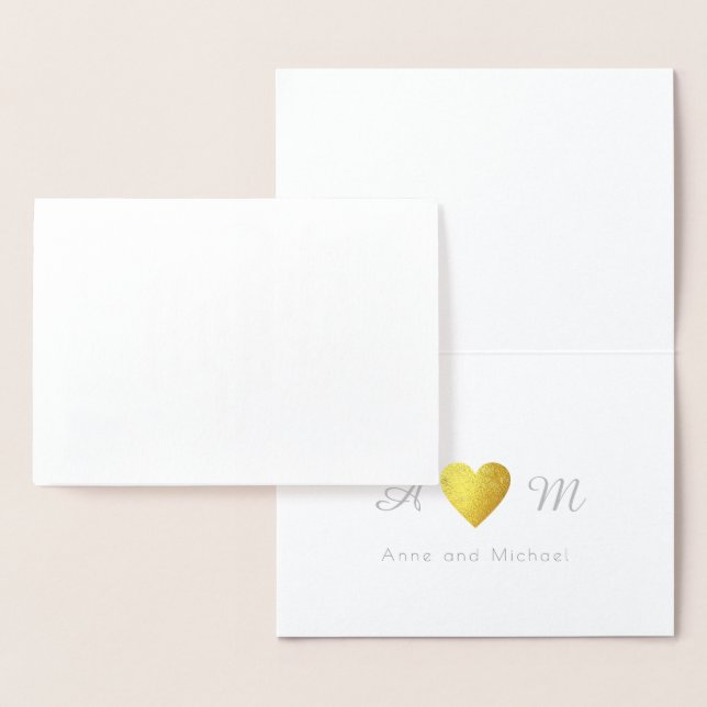 Carte Dorée merci mariage monogrammed (Affichage)