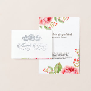 Carte Dorée Merci Mariage Romantique Roses de luxe