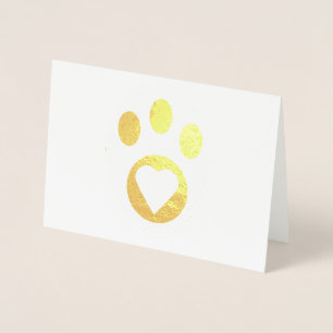 Carte Dorée Merci Meowy Chat Paw Coeur mou Personnaliser
