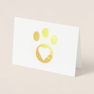 Carte Dorée Merci Meowy Chat Paw Coeur mou Personnaliser