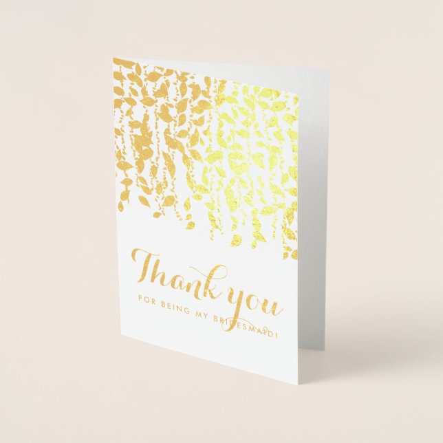 Carte Dorée Merci nuptiale Bridesmaid Gold Green (Devant)