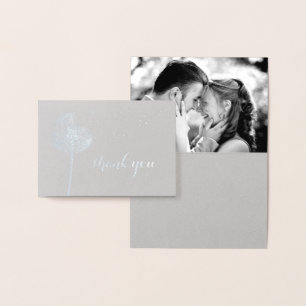 Carte Dorée Merci photo Silver Foil sur Grey