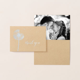 Carte Dorée Merci photo Silver Foil sur Kraft