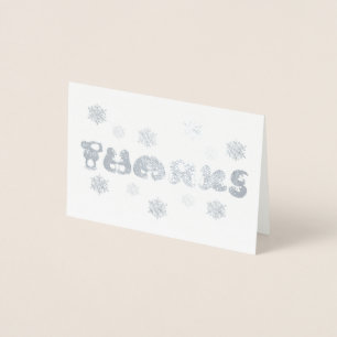 Carte Dorée MERCI Pingouin Merci Fête d'hiver Flambeau de neig