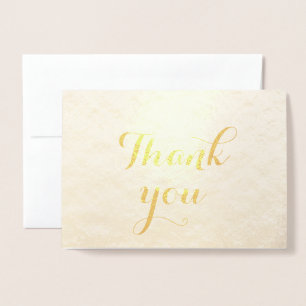 Carte Dorée Merci Simple Élégant Blanc