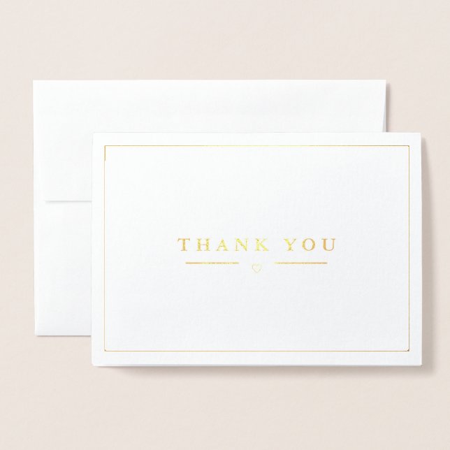 Carte Dorée Merci simple Moderne Argent (Devant avec enveloppe)