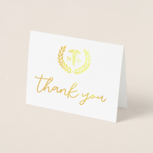 Carte Dorée Merci sur mesure MD Med School Graduation Party (Devant)