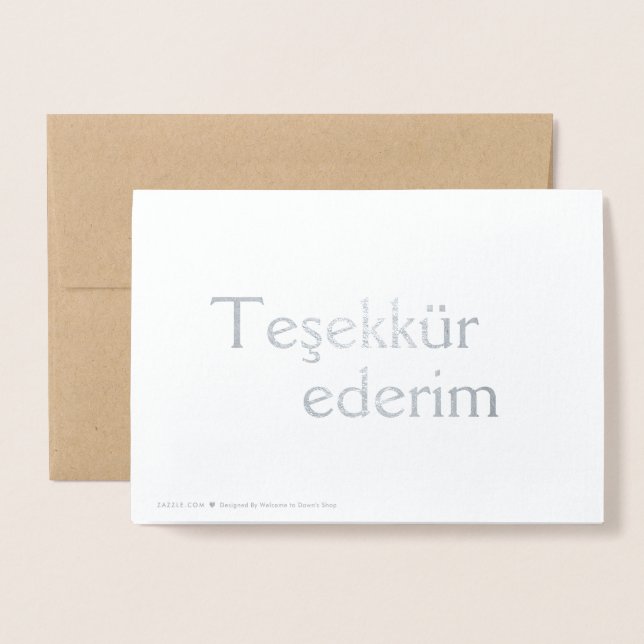 Carte Dorée Merci (Teşekkür ederim) en turc (Derrière avec enveloppe)