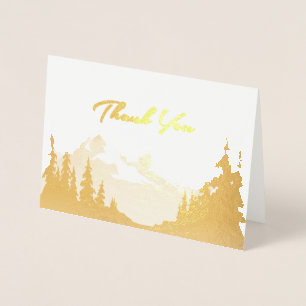 Carte Dorée Merci tout usage Gold Foil Mountain Mariage