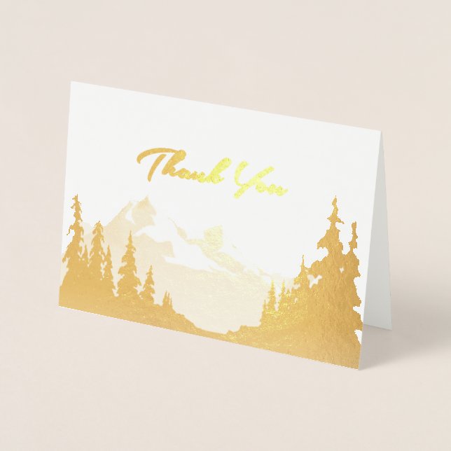 Carte Dorée Merci tout usage Gold Foil Mountain Mariage (Devant)