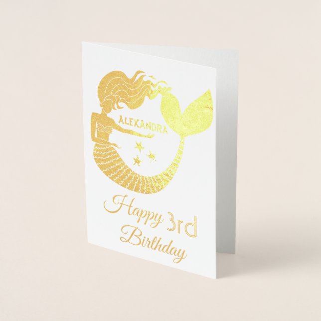 Carte Dorée Mermaid Gold 3e anniversaire (Devant)
