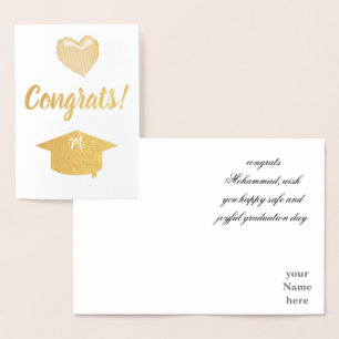 Carte Dorée messages doux de fin d'études