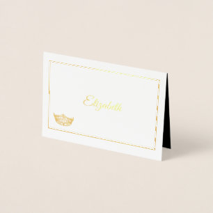 Carte Dorée Miss America Nom Place Card Gold Foed Crown