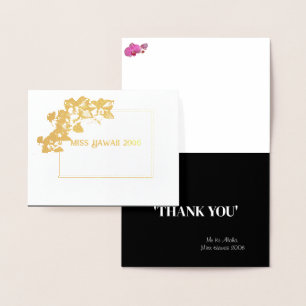 Carte Dorée Miss Mme Pageant Orchidée Foil Merci personnalisé