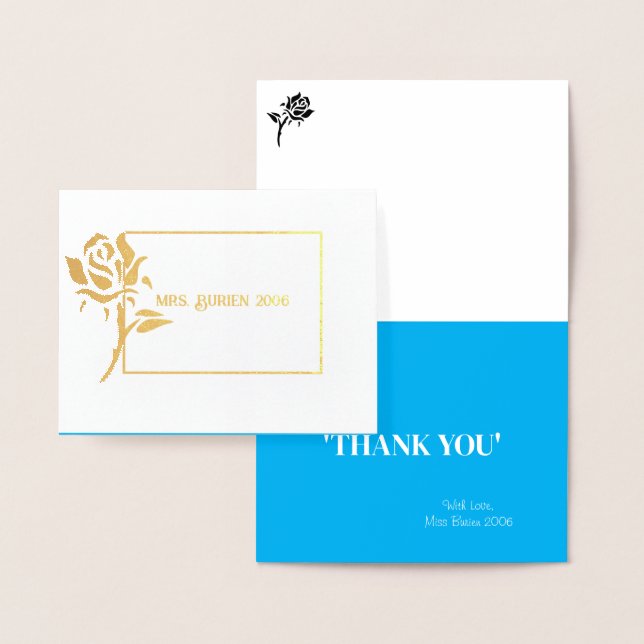 Carte Dorée Miss Mme Pageant Rose Foil Merci personnalisé (Affichage)