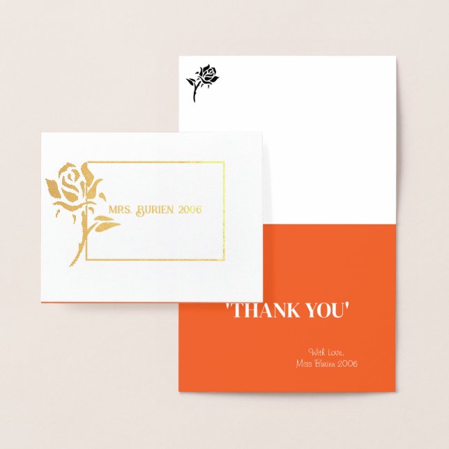 Carte Dorée Miss Mme Pageant Rose Foil Merci personnalisé (Affichage)