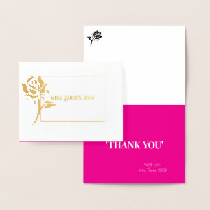 Carte Dorée Miss Mme Pageant Rose Foil Merci personnalisé