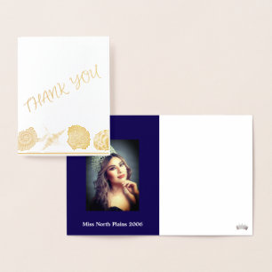 Carte Dorée Miss Pageant Merci de coquillages photo personnali