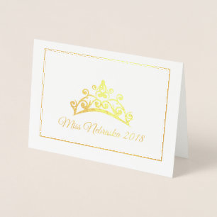 Carte Dorée Miss USA style Pageant Gold Foil Tiara Note Card