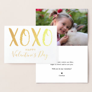Carte Dorée Modern Hugs & Kisses (XOXO) Photo Saint-Valentin