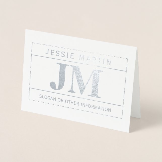 Carte Dorée Moderne Gras Professionnel | Blanc gris et argent (Devant)