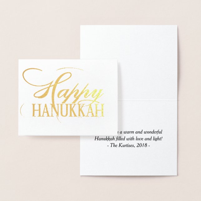 Carte Dorée Moderne Happy Hanoukka Elegant Gold Fancy Script (Affichage)