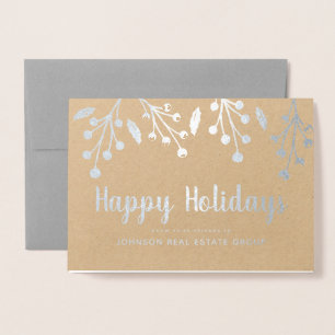 Carte Dorée Moderne Holly Berry & Foliage Salutations de vac