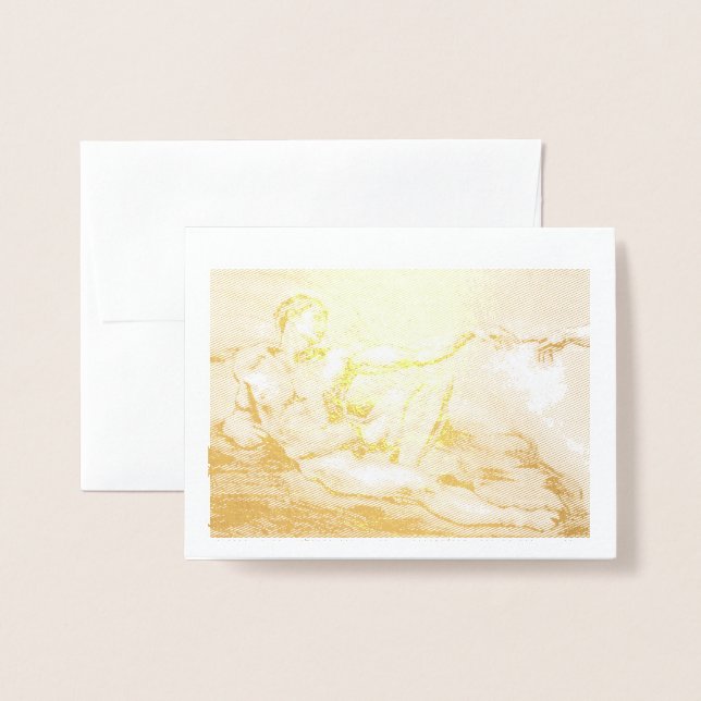 Carte Dorée Mon propre dessin d'Adam de Michel-Ange (Devant avec enveloppe)