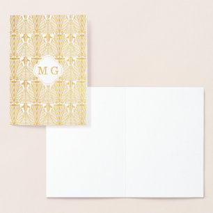 Carte Dorée Monogramme Art Déco Or véritable Great Gatsby