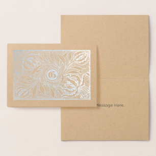 Carte Dorée Monogramme de coupe de fleurs Imprimer