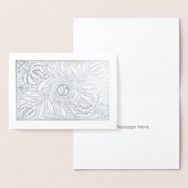 Carte Dorée Monogramme de coupe de fleurs Imprimer (Affichage)
