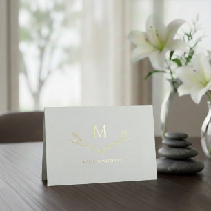 Carte Dorée Monogramme de couronne personnalisé initial