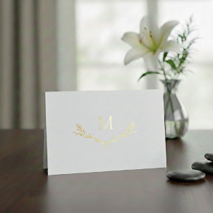 Carte Dorée Monogramme de couronne personnalisé initial