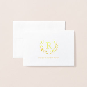 Carte Dorée Monogramme de couronne personnalisé initial, huile